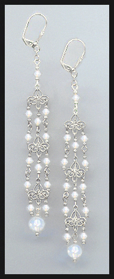 4" Opal White Chandelier Earrings