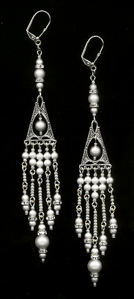 Long Faux Pearl Chandelier Earrings