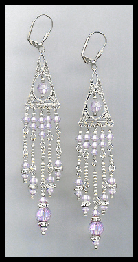 Long Violet Crystal Chandelier Earrings