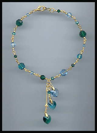 Blue Zircon Crystal Heart Anklet