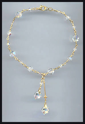 Aurora Crystal Heart Anklet