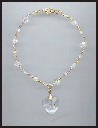 Clear Crystal Heart Anklet