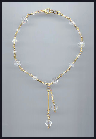 Clear CrystaL Double Drop Anklet