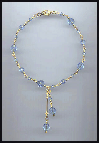Light Blue Crystal Drop Anklet