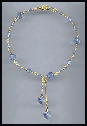 Light Blue Crystal Heart Anklet
