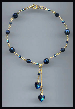 Midnight Blue Heart Anklet