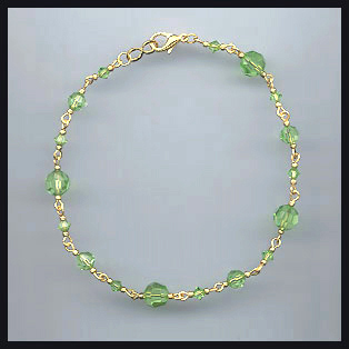 Swarovski Peridot Green Anklet