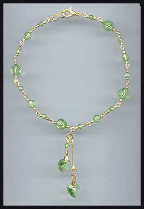 Peridot Green Heart Anklet