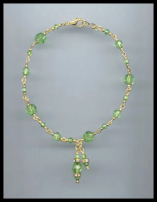 Peridot Green Crystal Anklet