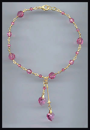Rose Pink Heart Anklet