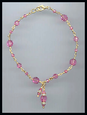 Rose Pink Crystal Anklet