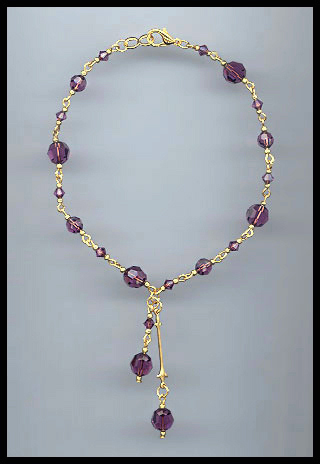 Amethyst Purple Crystal Drop Anklet