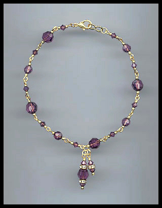 Amethyst Purple Crystal Anklet