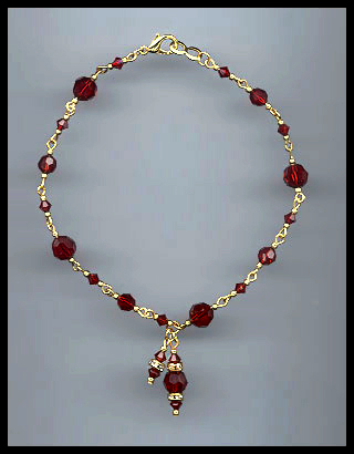Ruby Red Crystal Anklet