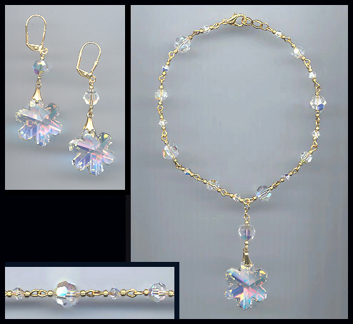 Aurora Crystal Snowflake Anklet Set