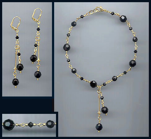 Swarovski Jet Black Crystal Anklet Set