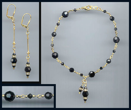Swarovski Jet BlackCrystal Anklet Set