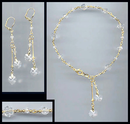 Clear Crystal Heart Anklet Set