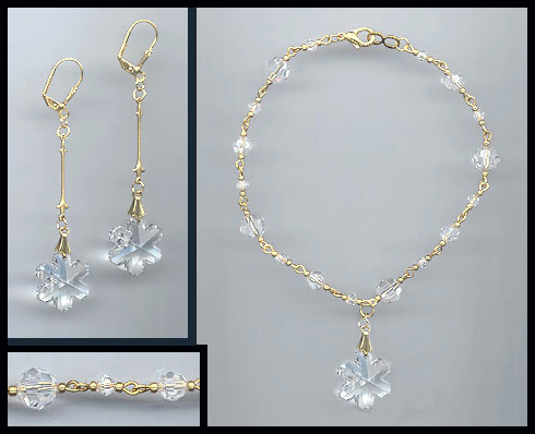 Clear Crystal Snowflake Anklet Set