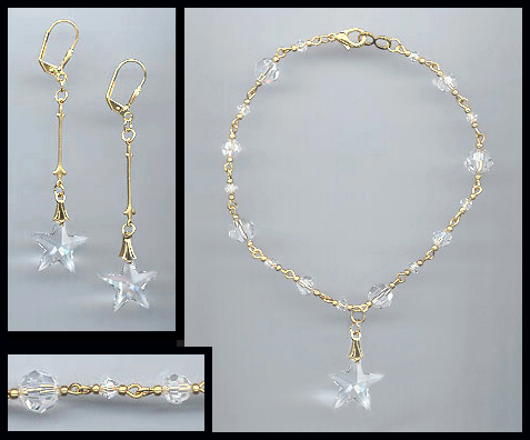 Clear Crystal Star Anklet Set