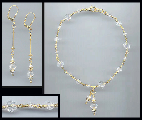 Clear Crystal Drop Anklet Set