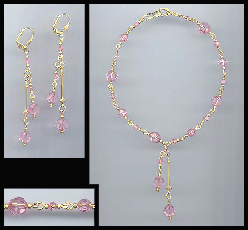 Amethyst Purple Swarovski Crystal Drop Anklet Set