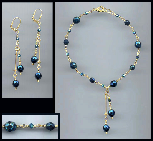 Midnight Blue Drop Anklet Set