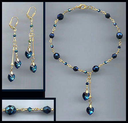 Midnight Blue Heart Anklet Set
