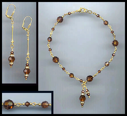 Swarovski Coffee Brown Crystal Anklet Set