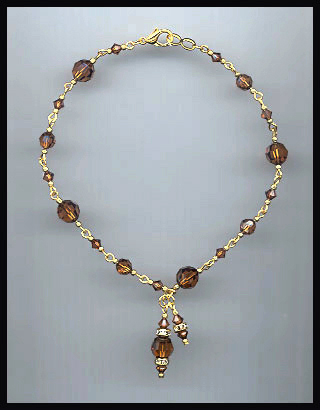 Coffee Brown Crystal Anklet