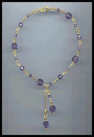 Tanzanite Purple Crystal Drop Anklet