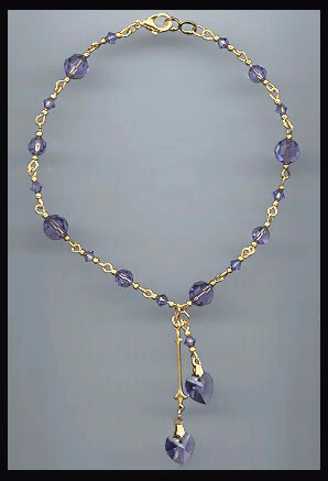 Tanzanite Purple Crystal Heart Anklet