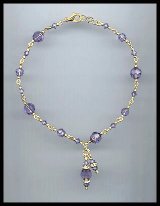 Tanzanite Purple Crystal Anklet
