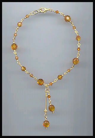 Swarovski Amber Topaz Crystal Anklet