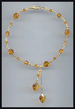 Amber Topaz Heart Anklet