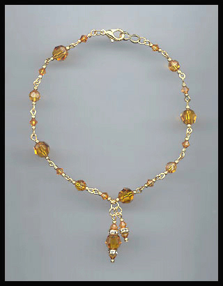 Amber Topaz Crystal Anklet
