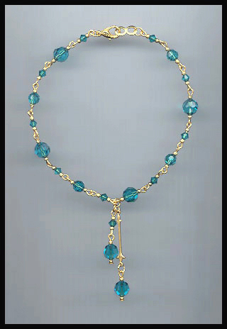 Teal Blue Crystal Drop Anklet
