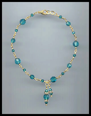 Teal Blue Crystal Anklet