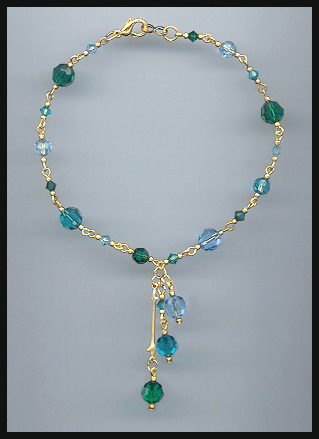 Emerald Green Crystal Hearts Anklet