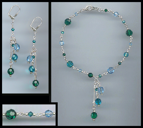 Emerald Crystal Drop Anklet Set