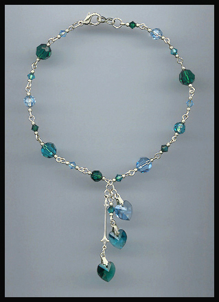 Emerald Crystal Heart Anklet