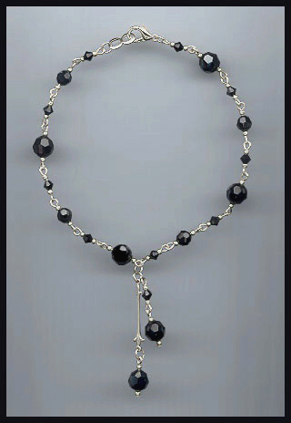 Jet Black Crystal Anklet