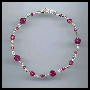 Swarovski Fuchsia Pink Crystal Anklet