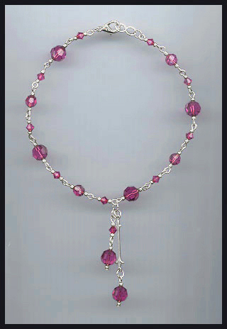 Fuchsia Pink Crystal Anklet