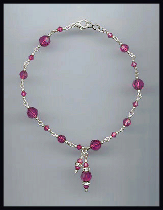 Swarovski Fuchsia Pink Crystal Anklet Set