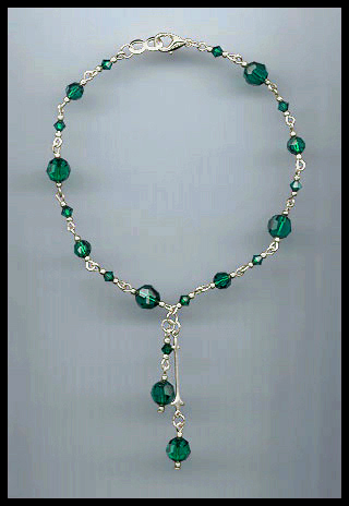 Emerald Green Crystal Drop Anklet