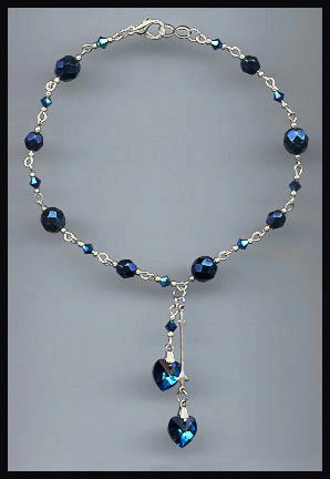 Midnight Blue Crystal Heart Anklet