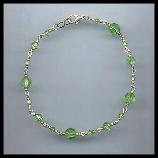 Swarovski Peridot Green Anklet