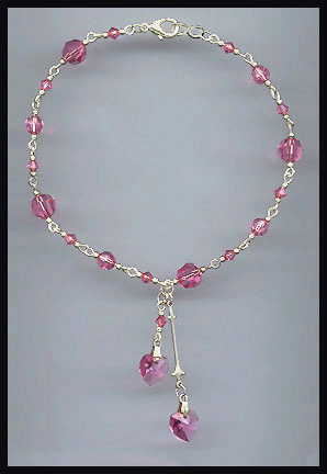 Rose Pink Heart Anklet