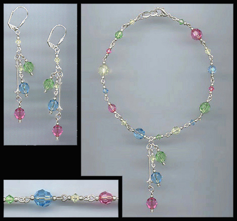 Shades of Spring Crystal  Drop Anklet Set